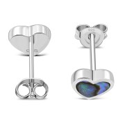 Medium, Abalone Heart Stud Silver Earrings, e315